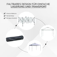 Outsunny Tuin-Paviljoen, Opvouwbare Paviljoen, Feesttent, Tuinpaviljoen Incl. Haringen Spanlijnen, Oxfordstof, 2,95 x 2,95 x 2,64 m, Wit(m-4)