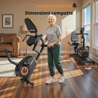 Cyclette recumbente, 16 livelli di resistenza, funzionamento silenzioso, sedile regolabile, 99x51x114 cm, Nero(m-5)