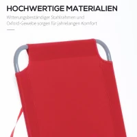 Outsunny Zonnebed, Opvouwbaar, Verstelbare Rugleuning, Roestvrij Metalen Frame, 187 x 55 x 24, Rood(m-6)