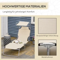 Outsunny Klapbare ligstoel met zonnescherm, verstelbare rugleuning, metalen frame, 187 x 58 x 36 cm, beige(m-7)
