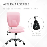 Vinsetto Silla de Oficina Giratoria con Altura Ajustable y Función Basculante para Escritorio Estudio 50x54x87,5-96,5 cm Rosa(m-4)