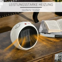 HOMCOM luchtverhitter elektrische kachel kachel kachel warmte 900W / 1500W PP kunststof wit + zwart 22 x 18.5 x 21 cm(m-4)