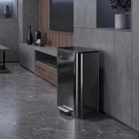 HOMCOM 50L Kitchen Bin, Metal Pedal Rubbish Bin with Soft Close and Stay-Open Lid, Removable Inner Bucket, High Gloss Black(m-9)