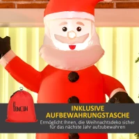 HOMCOM Opblaasbare kerstman met schoorsteen, LED-verlichting, geïntegreerde ventilator, 80 x 70 x 210 cm.(m-8)