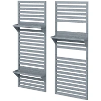 Outsunny Wall Mounted Plant Stands Set of 2, Fir Wood Flower Stand with Shelves and Slatted Trellis for Patio, Balcony, Porch(m-11)