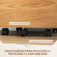 HOMCOM Mueble Archivador con Ruedas 2 Cajones Barra Colgante para Carpetas A4 y Carta Cerradura 42x40x60 cm Blanco y Natural(m-7)