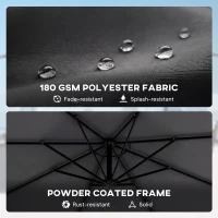 Outsunny 3 m Cantilever Parasol with Protective Cover and Wind Ropes, Banana Parasol with Crank Handle, Black(m-6)