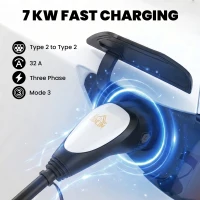 HOMCOM Type 2 EV Charging Cable, 7kW, 32A, Mode 3, 1-Phase, 10m Type 2 to Type 2 EV Extension Cable for EVs, PHEVs(m-4)