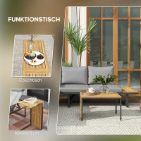 Outsunny Buitenmeubelset, Uitbreidbaar naar 6 Zitplaatsen, L-Vormige Buitenhoek met Tafels, Stalen Frame, Verstelbare Leuningen, Grijs(m-6)