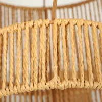 HOMCOM Hanglamp, driedelige lampenkap, metaal, henneptouw, lichtbruin(m-13)