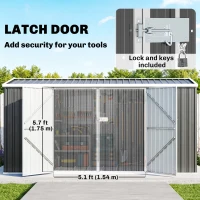 Outsunny 14 x 8ft Outdoor Garden Metal Storage Shed with Lockable Door, Tool Storage Box for Garden, Patio and Lawn, Grey(m-5)