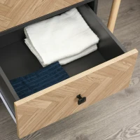 HOMCOM Modern Wardrobe Cabinet Wood-Effect Sticker Surface with 2 Hanging Rods, 2 Storage Shelves and 2 Drawers, 90 x 50 x 190 cm, Dark Grey(m-14)
