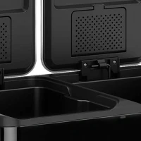 HOMCOM 2 x 30L Double Kitchen Bin, Stainless Steel Pedal Rubbish Bin with Dual Compartments, Soft Close Lids, High Gloss Black(m-13)