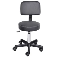 HOMCOM Sgabello con Schienale da Salone Sedia Girevole in Finta Pelle Altezza Regolabile Nero(m-10)