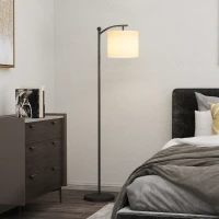 HOMCOM Vloerlamp met verstelbaar licht, voetschakelaar, afstandsbediening, metaal, zwart(m-2)