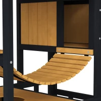 PawHut Kattenhuis, Kattenparadijs met Platformen, Hangbrug en Kattenholen, Geschikt voor tot 2 Katten, Hout(m-12)