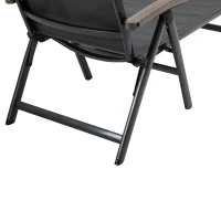 Outsunny Set of 2 Outdoor Folding Sun Loungers, 5-Position Adjustable Chaise Lounge Chairs with Aluminium Frame for Patio, Garden, Grey(m-8)