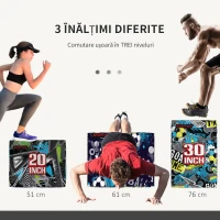 SPORTNOW Plyo Box 3 Înălțimi, Cutie Salt Antiderapantă pentru Casă și Sală de Sport, 76x61x51cm, Multicolor(m-6)