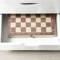 Vinsetto Cassettiera da Ufficio con 4 Ruote 4 Ripiani 3 Cassetti, Legno Bianco(m-7)