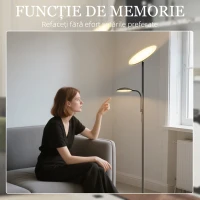 HOMCOM Lampă de Podea cu 2 Puncte de Lumină Reglabilă pe 4 Nivele, Temperatură 2700K-6500K și Telecomandă, Negru(m-7)