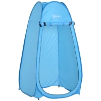 Outsunny Tente de douche pop-up tente de toilette pliable et portable anti-UV sac de transport inclus pour plage, pêche, randonnée, bain, l'extérieur, bleu(m-13)
