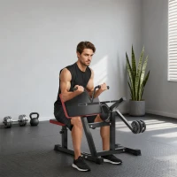 SPORTNOW Máquina de Bíceps y Tríceps 2 en 1 Banco de Curl Predicador con Asiento y Apoyo de Codo Ajustables para Gimnasio Casa(m-8)