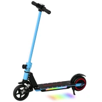 SPORTNOW Folding Electric Scooter for Kids, with Dual Brakes, Front Suspension, LED Colourful Lights, Blue(m-1)