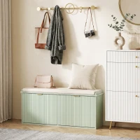 HOMCOM Bancă pentru pantofi cu pernă de șezut căptușită și sertar rabatabil pentru hol, dormitor, 104 x 26 x 47,5 cm, verde(m-5)