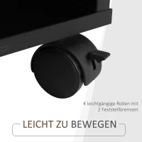 HOMCOM Mobiel rolbaar bureau zwart computerbureau tafel werktafel met aflegvlak(m-5)