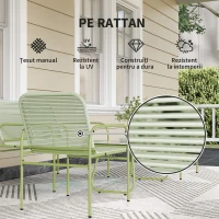 Outsunny Set Exterior din Ratan PE cu Canapea, 2 Fotolii și Măsuță cu Blat din Sticlă, Verde(m-5)