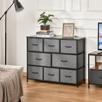 HOMCOM Chest of Drawers with 8 Foldable Drawers, 3-Tier Fabric Bedroom Dresser, Clothes Storage Unit for Bedroom Living Room, Dark Grey(m-10)