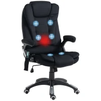 Vinsetto Bureaustoel met Massage- & Verwarmingsfunctie, Ergonomisch, Hoogteverstelbaar, Zwart(m-11)
