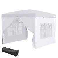 Outsunny Paviljoen, Partytent, 4 afneembare zijwanden, 2 ramen, metalen frame, 2,95 x 2,95 m, Wit(m-10)
