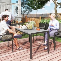 Outsunny Mesa de Comedor de Jardín Exterior de Ratán Sintético para 4 Personas con Estructura de Metal 120x70x72 cm Gris y Negro(m-10)