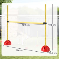 PawHut 5-delig Hondenagilityset met 4 Hordes en Draagtas voor Sprongtraining, Geel(m-3)