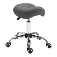 HOMCOM Rollende kruk, zadelvormige zitting, in hoogte verstelbaar, 360° draaibaar, kunstleer, donkergrijs, 53 x 52 x 49-61 cm(m-10)