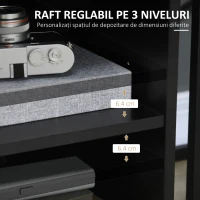 HOMCOM Suport de imprimantă organizator birou dulap ușă 3 nișe + blat mare panouri particule negru(m-5)
