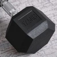 HOMCOM 17.5KG Single Rubber Hex Dumbbell Portable Hand Weights Dumbbell Home Gym(m-9)