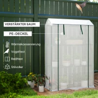 Outsunny Kas met 3-laags Schap, UV-bestendige Plastic Afdekking, Roldeur, 100 x 40 x 150 cm, Wit(m-4)