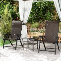 Outsunny Set da 2 Sedie da Giardino Pieghevoli in Rattan PE, Schienale 7 Posizioni, 71x58x111cm(m-10)
