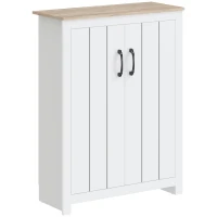 HOMCOM Sapateira 4 Níveis 12 Pares Armário para Sapatos 2 Portas e Prateleiras Ajustáveis 80x32,8x105 cm Carvalho e Branco(m-1)