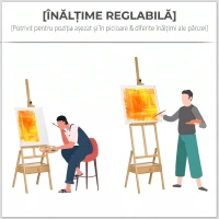 Vinsetto Șevalet de Pictură Reglabil cu Sertar Inferior, Șevalet din Lemn de Fag, 43,5x43x150-190 cm, Culoare Lemn(m-4)