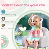 ZONEKIZ Kids Armchair Toddler Sofa Children Chair with Arm Rest, Wooden Frame, Velvet, PP Legs, Cloud Shape, for Ages 1.5-3 Years - Grey(m-7)