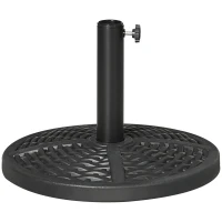 Outsunny Base per Ombrellone da Giardino Rotonda Effetto Rattan Ø45cm Peso da 9.5kg, Nero(m-11)