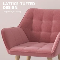 Set of 2 Accent Chair, Arm Chair with Slanted Back, Thick Padding and Rubber Wooden Legs for Living Room, Pink(m-5)