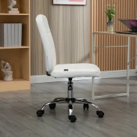 Vinsetto Silla de Oficina sin Brazos Silla de Escritorio Giratorio de Piel Sintética con Altura Ajustable 45x59x90-100 cm Blanco(m-7)