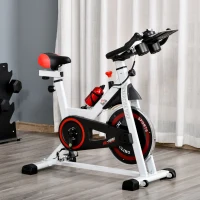 HOMCOM Cyclette Professionale, Bici da Spinning,Cyclette da Camera Regolabile con Schermo LCD e Portabicchieri, Volano 8kg, Bianco(m-11)