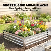 Outsunny Tuinbed, Plantenbak met Stalen Frame, Zilver, 120 x 120 x 30 cm(m-4)