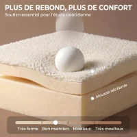 HOMCOM Chaise de Bureau Ergonomique, Fauteuil de Bureau Inclinable en Tissu Bouclette Sans Accoudoirs, Hauteur Réglable, Crème(m-4)
