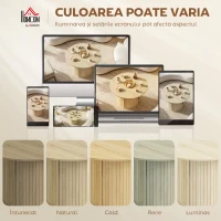 HOMCOM Măsuță de cafea rotundă Ø80 cm, cu spațiu de depozitare, bază tip coloană cu șipci, lemn natural(m-8)